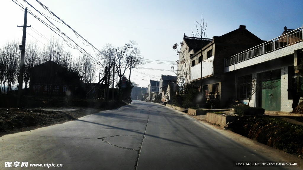 清晨里的乡村道路风景