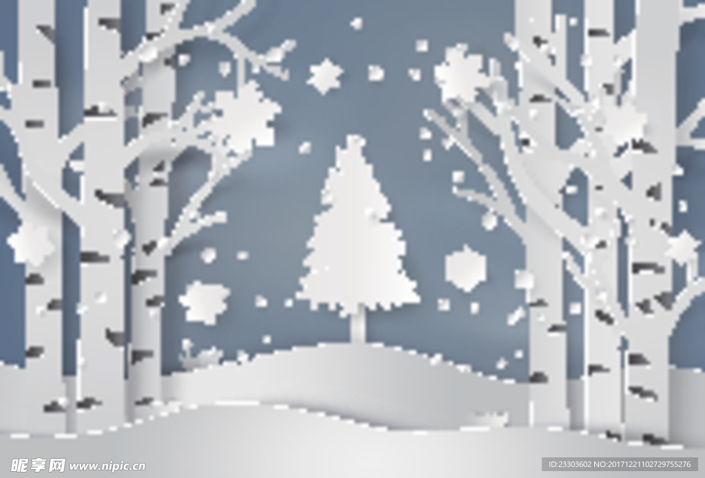 白色立体圣诞树