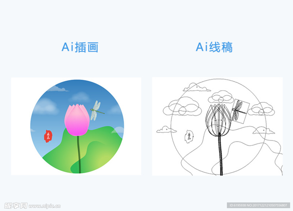 荷花插画