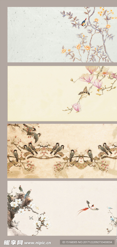 古风工笔画广告设计海报背景