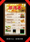 价格表 美食
