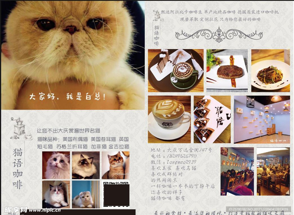猫语咖啡店宣传单