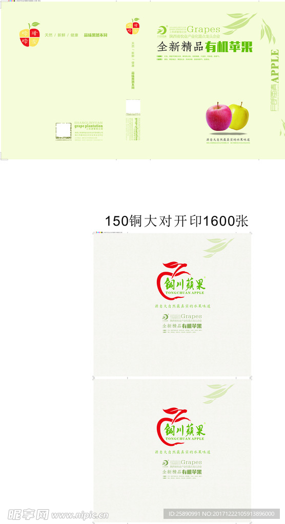 上林源苹果包装上盖+内贴面纸