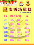 蛋糕店价目表