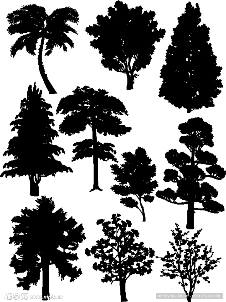 卡通树 树叶 森系素