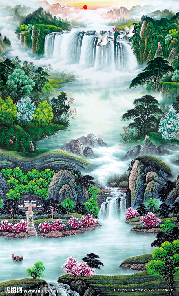 山水国画玄关