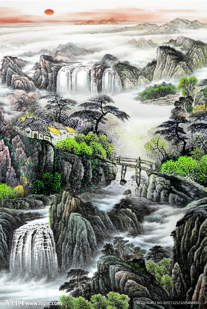 山水国画玄关
