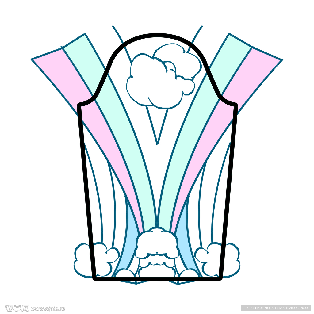手绘彩虹云彩卡通图案