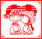 传统婚庆新郎新娘矢量图图片