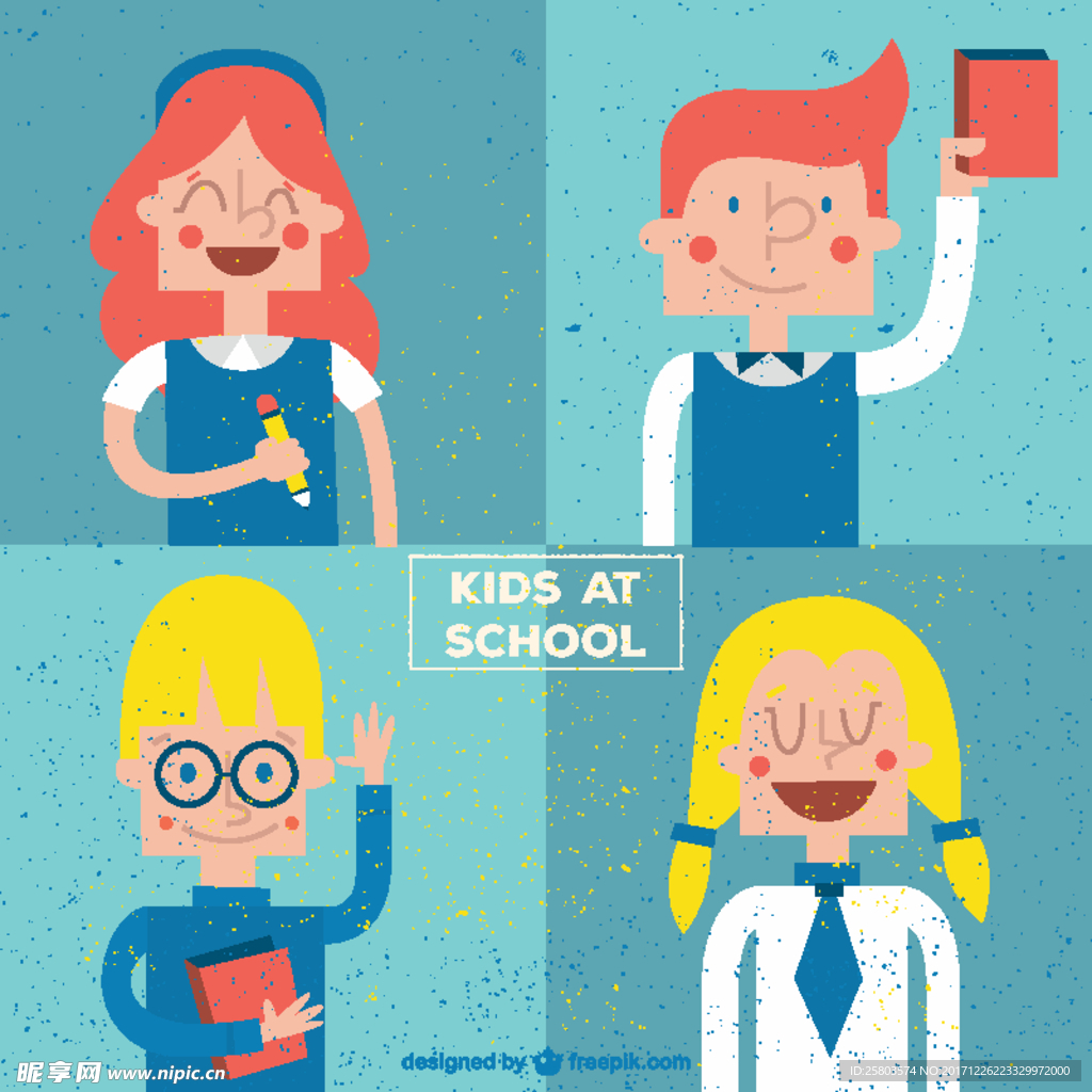 复古学校学生插图
