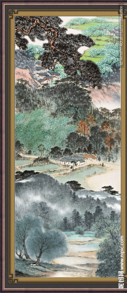 竖幅国画风景