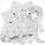 白描狗精致花纹图案