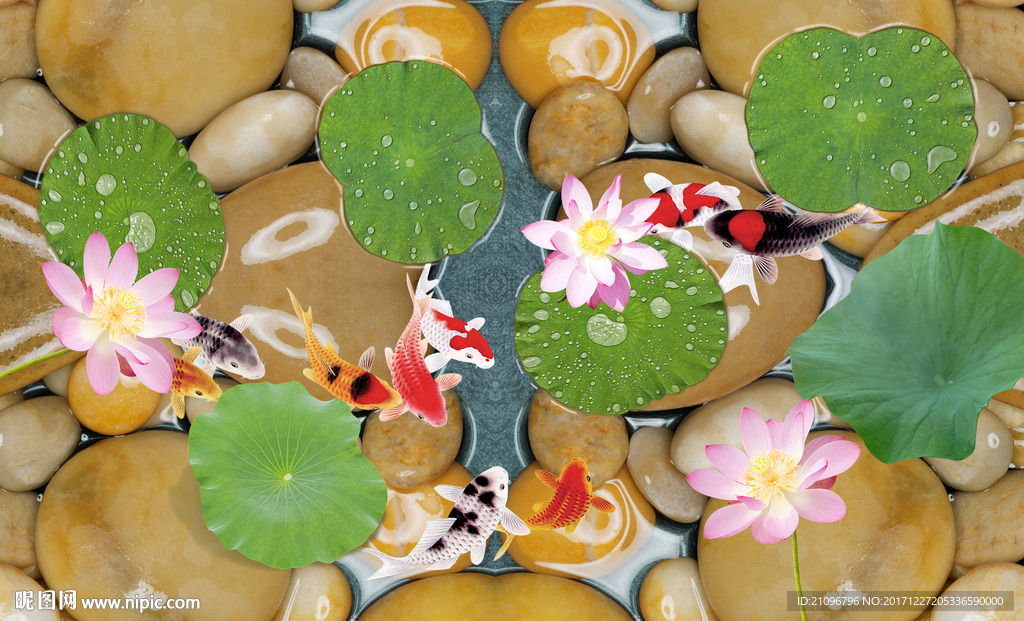 3d荷花背景墙