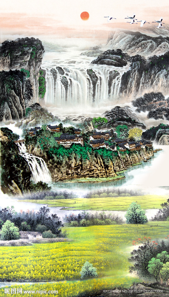 山水国画玄关