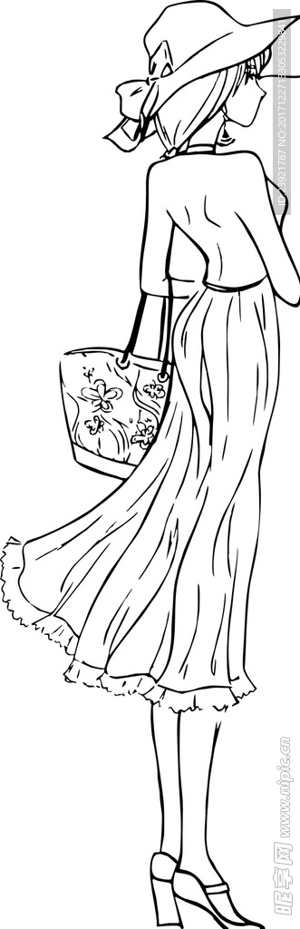 女孩 女生 单色 CDR 素材