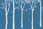 3D蓝色背景抽象树枝背景墙