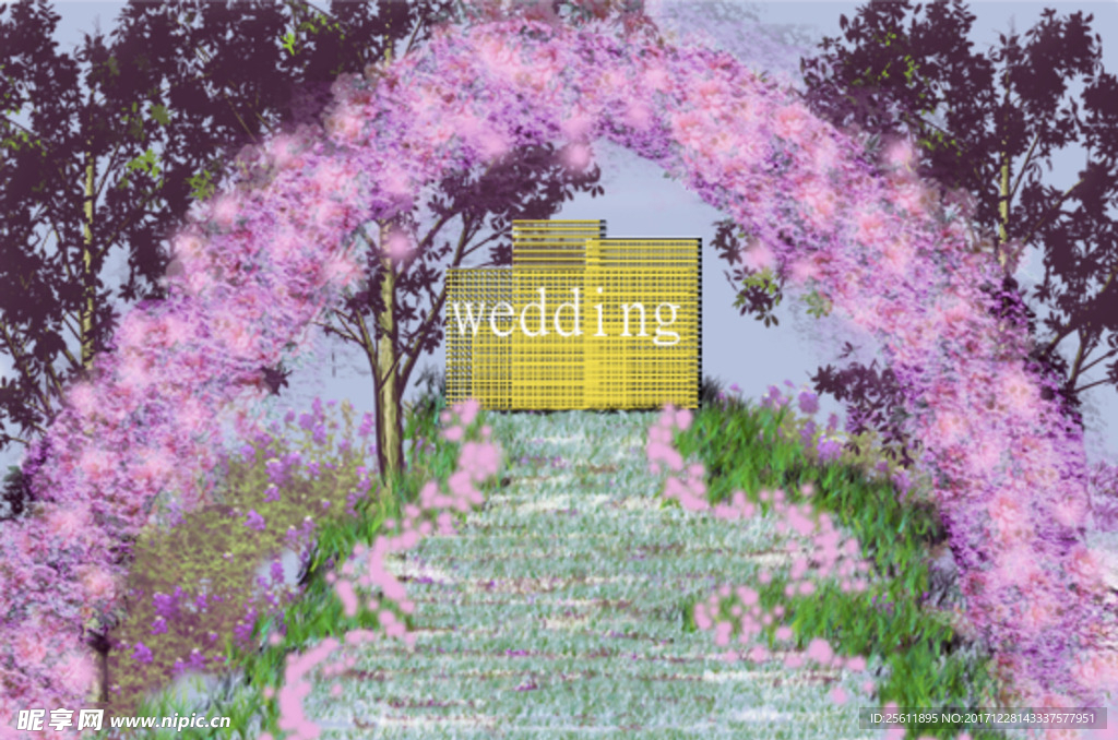 紫色婚礼背景 图
