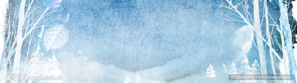 蓝色白色雪花大雪天冬季背景