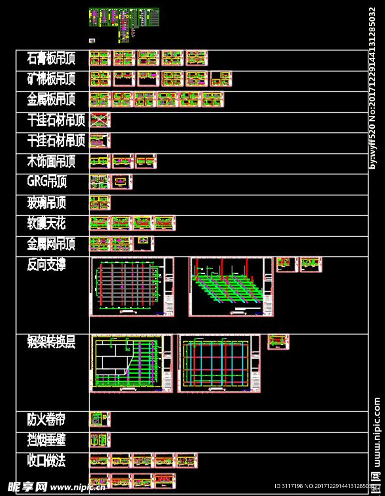 各类吊顶剖面节点大样图