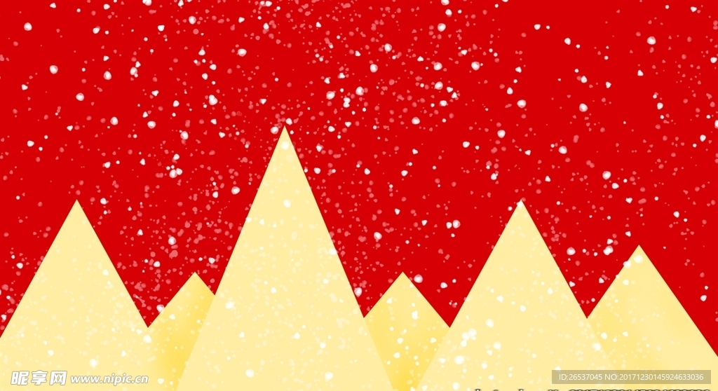 金色下雪雪山节日庆祝海报背景图