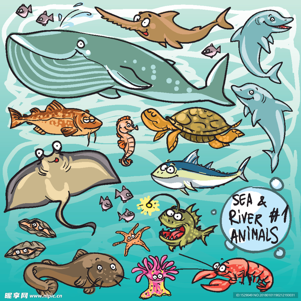 卡通海洋生物