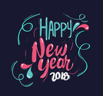 彩色新年快乐艺术字矢量素材