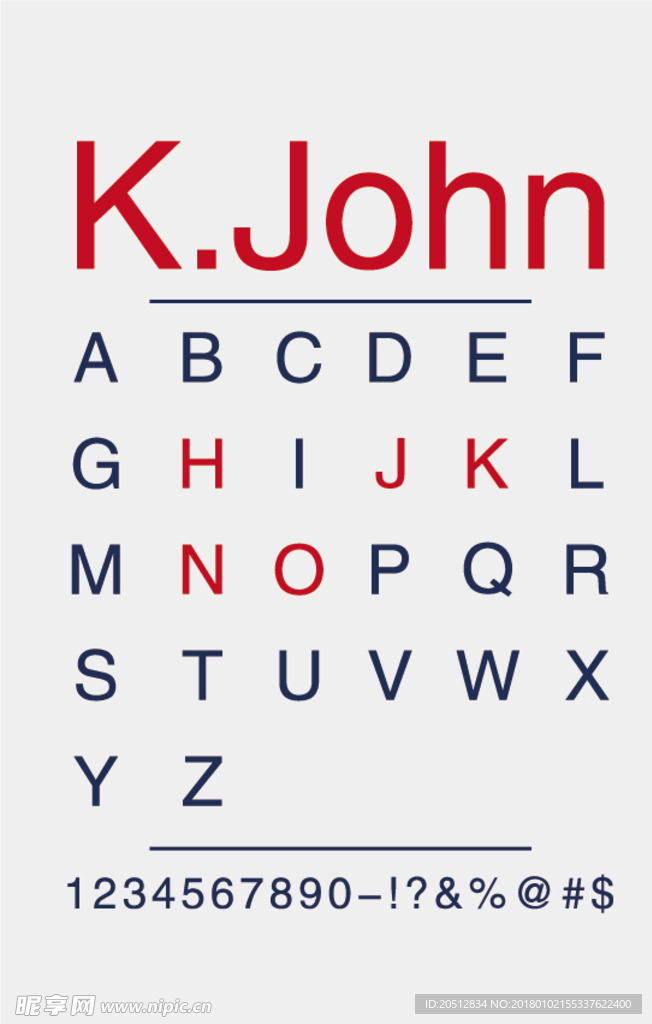 字母版式K.John