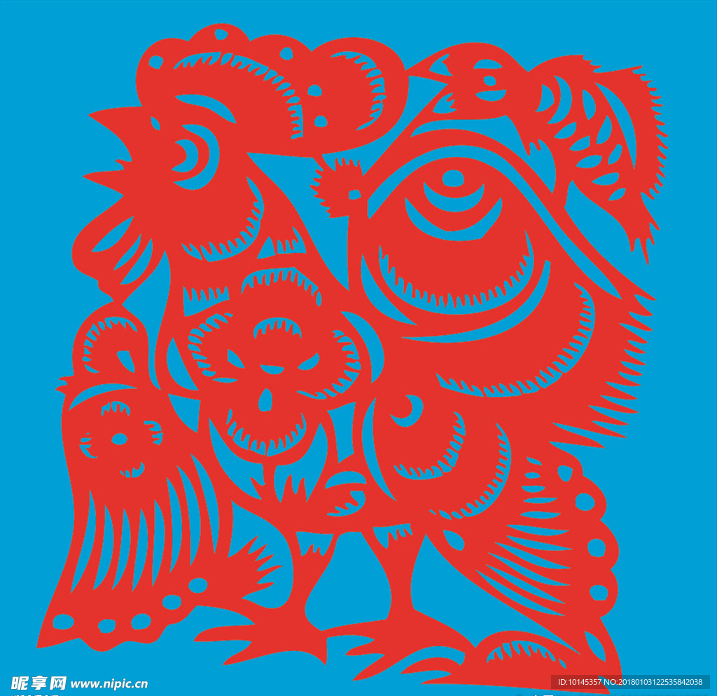 鸡剪纸