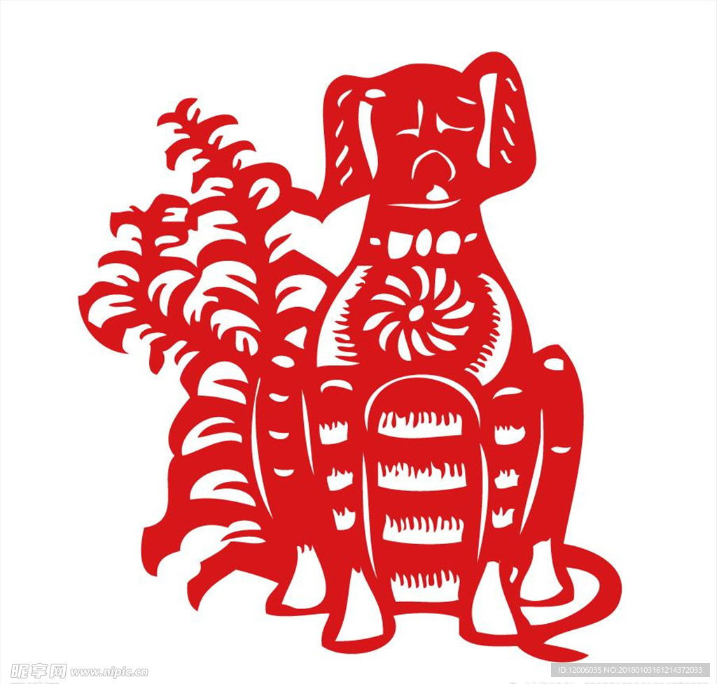 29款狗年剪纸矢量素材