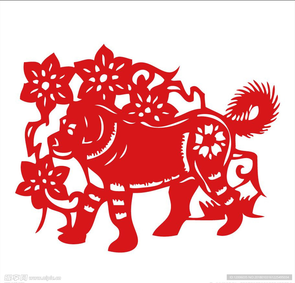 29款狗年剪纸矢量素材