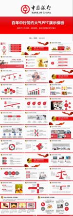 百年中国银行工作总结PPT模板
