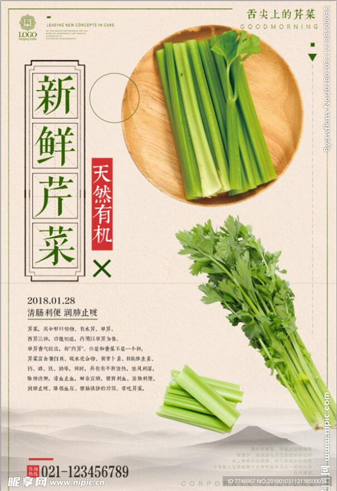 创意家常菜芹菜促销宣传海报