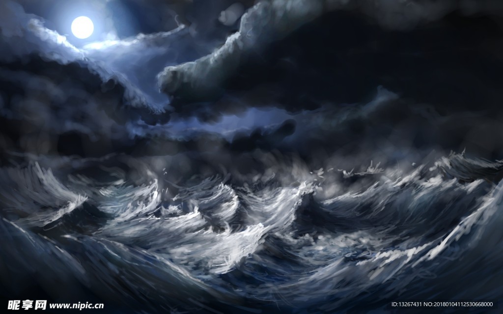油画大海