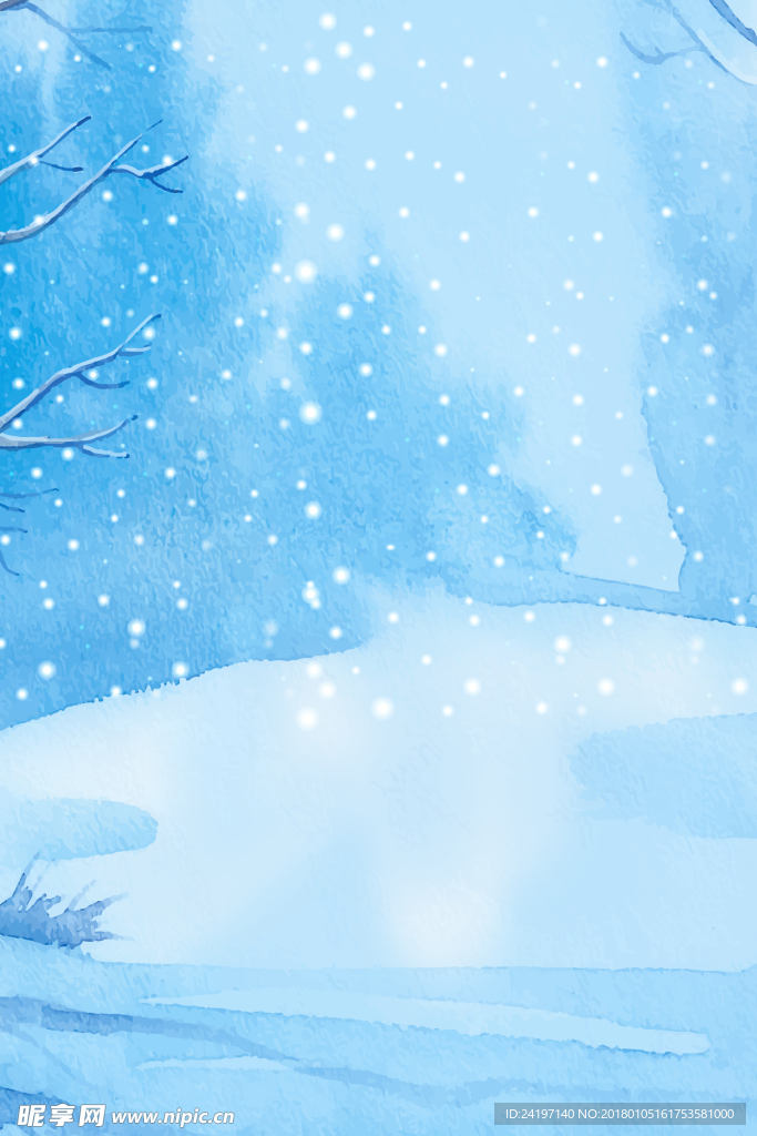 小清新树林雪花背景