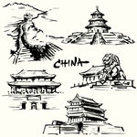 手绘中国建筑