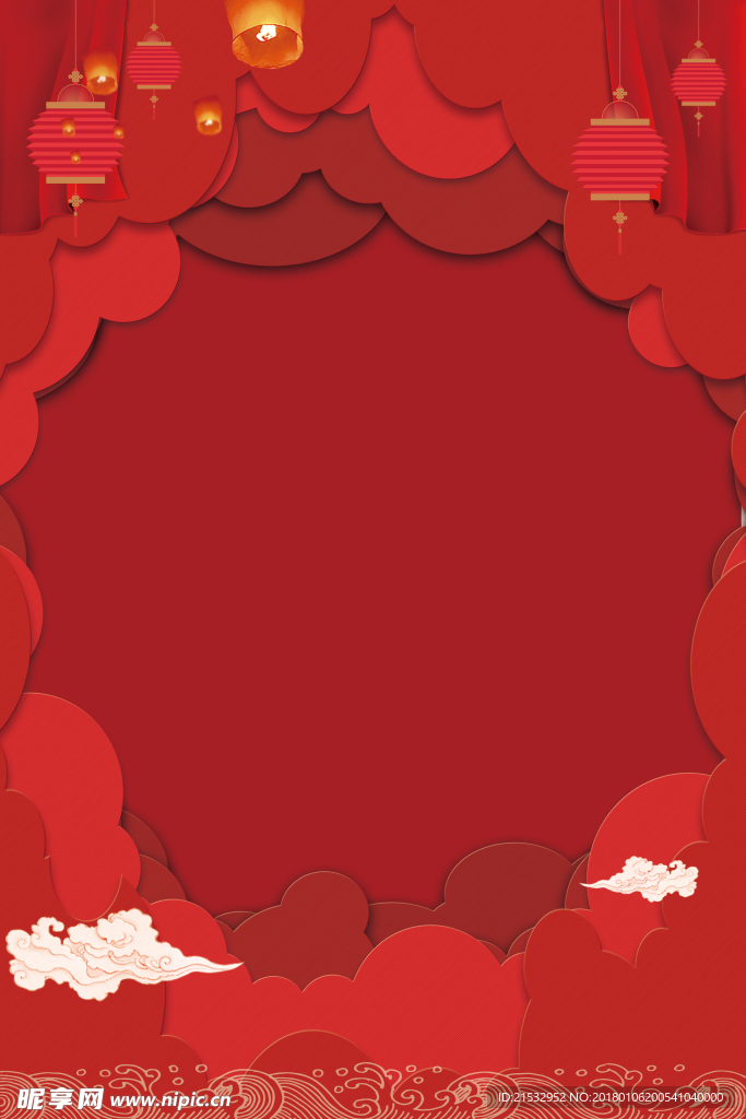 红色喜庆复古新年背景
