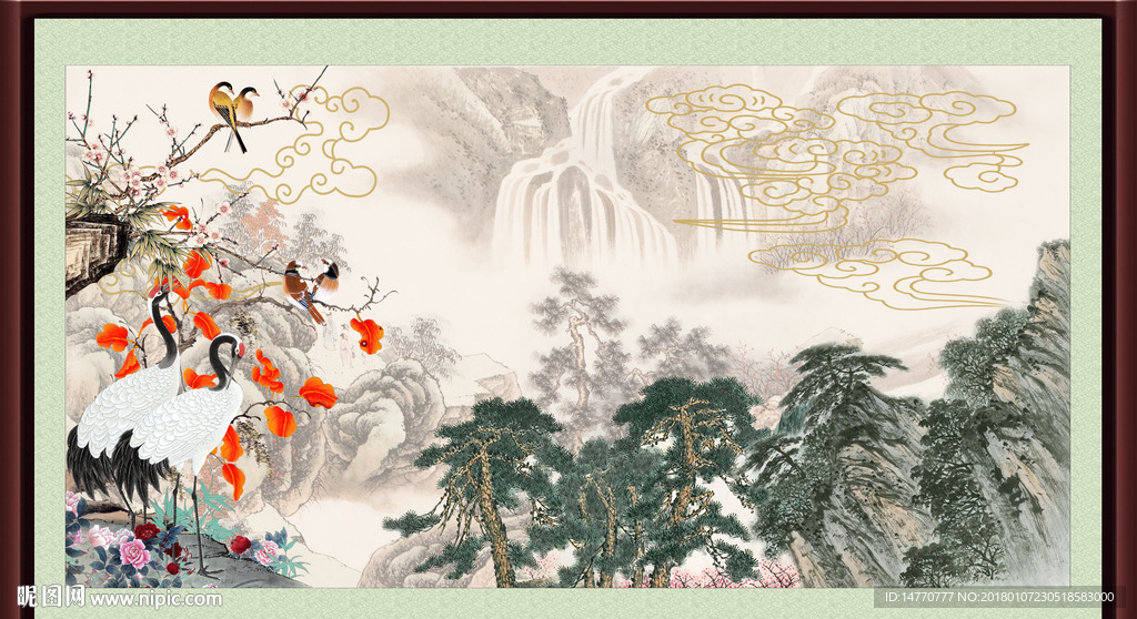 国画风景 仙鹤图