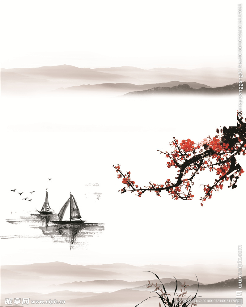 水墨江面