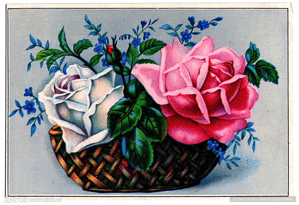 复古手绘花卉装饰画
