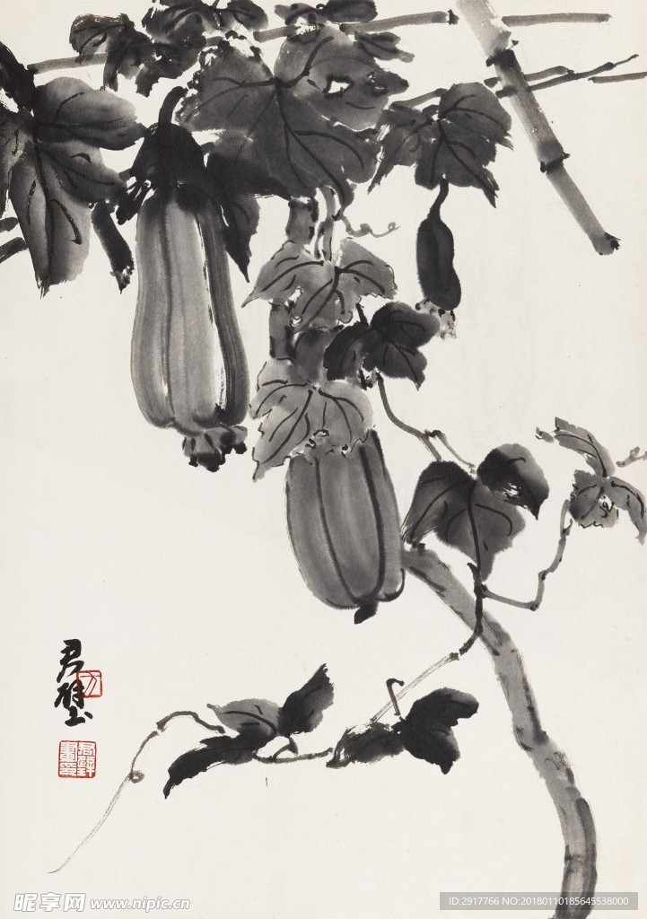 水墨瓜果
