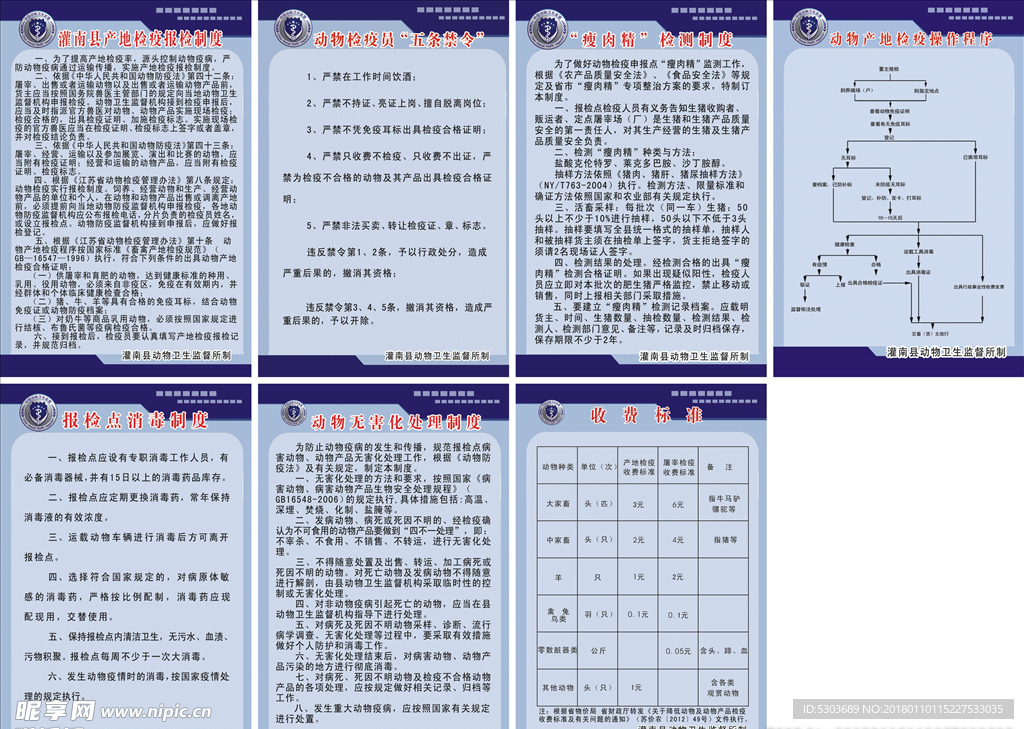 动物卫生 监督所 七项制度牌