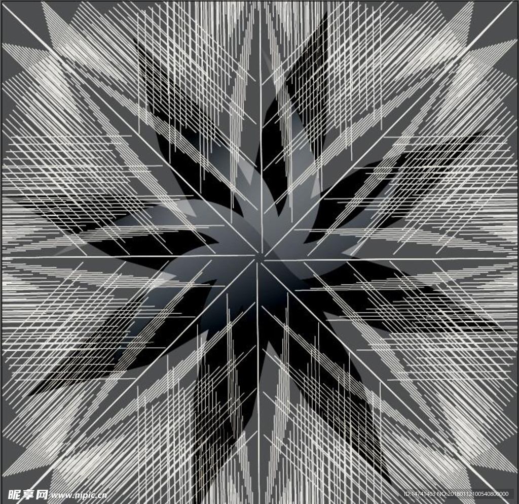 密集曲线表现空间立体矢量图案