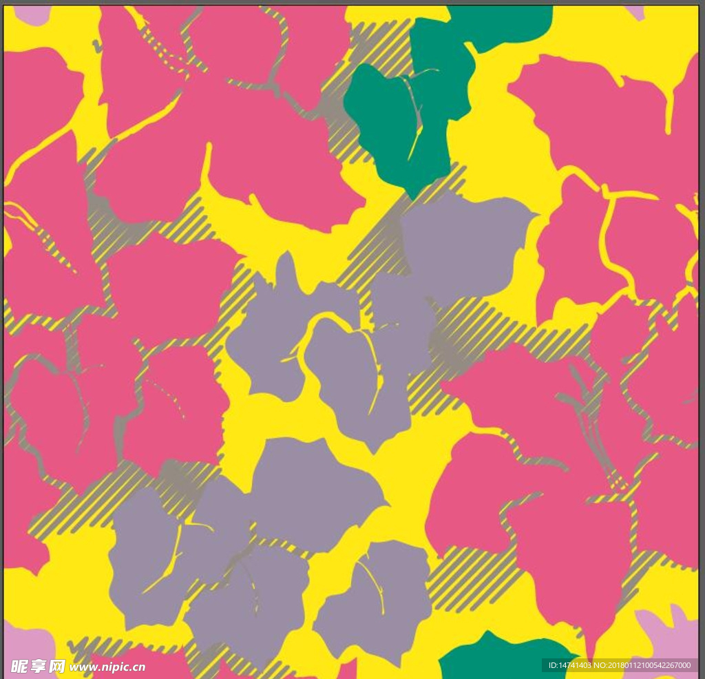 斑驳抽象彩绘花卉涂鸦矢量图案