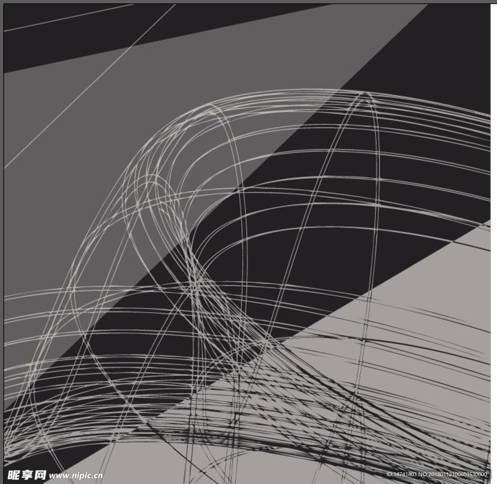 密集曲线表现空间立体矢量图案