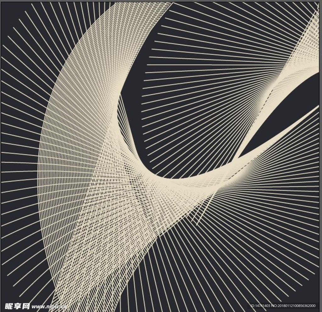 抽象几何曲线表现立体空间矢量图