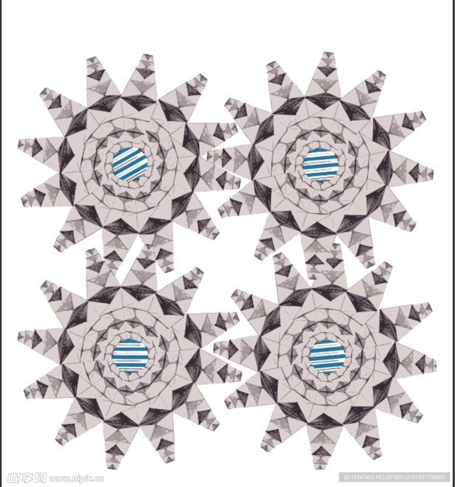 手绘几何三角组成多边星形矢量图