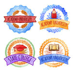 彩绘大学校园徽章矢量素材