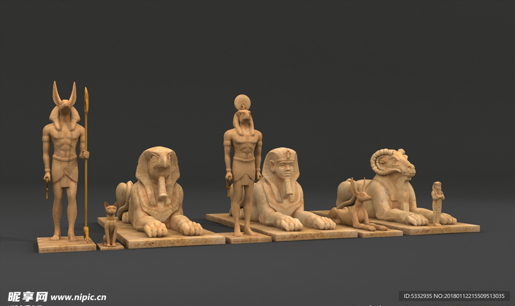 埃及法老动物神像 石雕