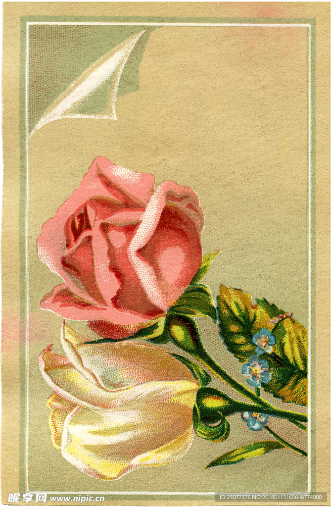 复古手绘花卉装饰画图片