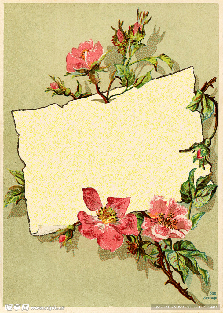 复古手绘花卉装饰画图片